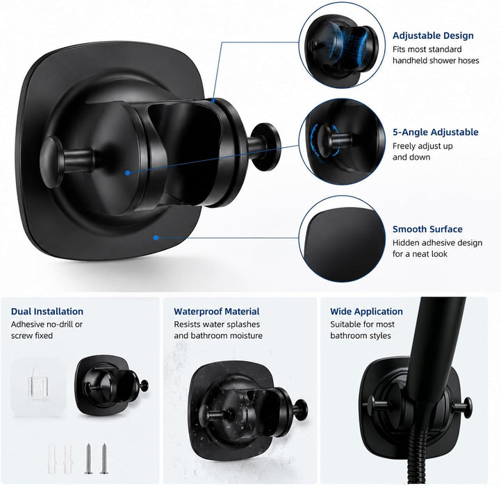 Adjustable Handheld Shower Holder Matte Black