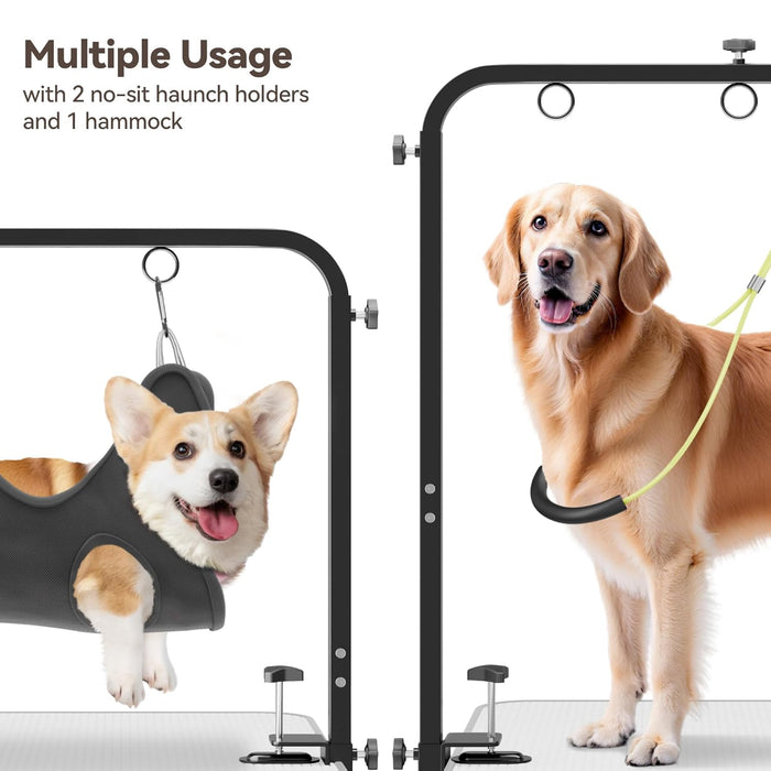 Pet Grooming Arm for Table, 42" H, 27-39" W with Hammock & 2 No-Sit Nooses