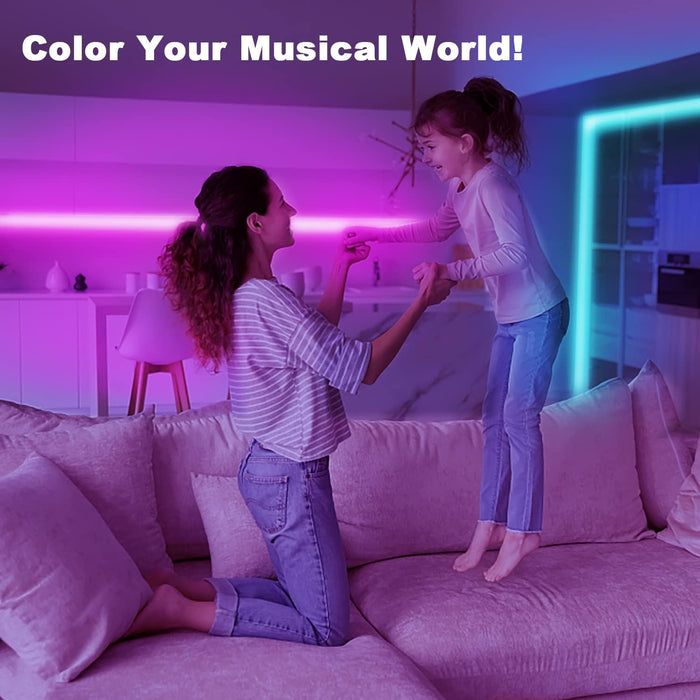 Led Strip Lights 200ft (2 Rolls of 100ft), Led Lights for Bedroom with App & Remote Control, 24V Led Lights Strip for Ro