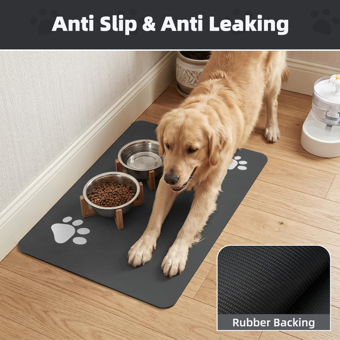 Pet Feeding Mat-Absorbent Dog Mat for Food and Water Bowl-No Stains Easy Clean Dog Food Mat-Quick Dry Water Dispenser-Pu