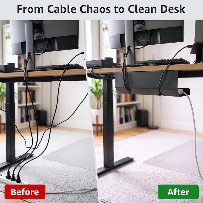 Under Desk Cable Management Tray (16.5 in, Metal, Black)