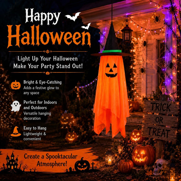 Halloween Decorations Ghost Hanging Ornaments: 39.4 Inch Decor (Orange)