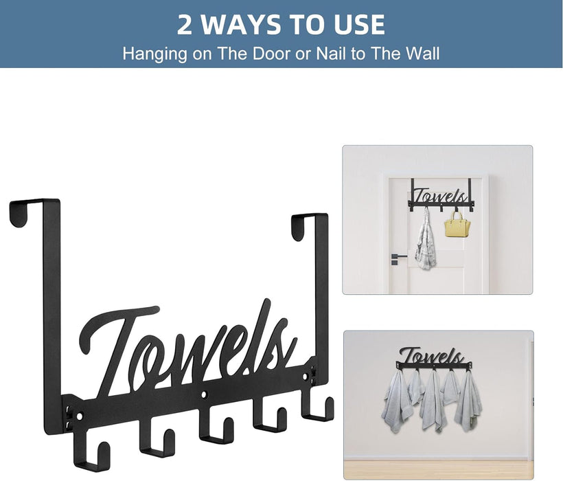 Over The Door Hooks, Towel Rack Towel Hooks for Bathroom, Towel Holder for Hanging Heavy Duty, Door Rack Over Door Hange