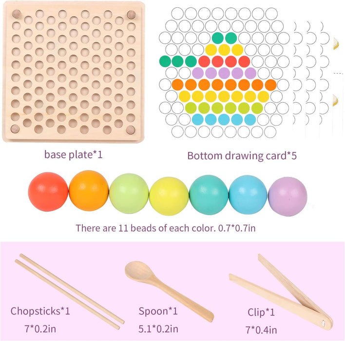 Wooden Color-Sorting Peg Board Toy