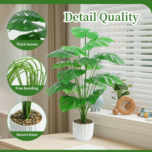 28“ Fake Plant Artificial Monstera for Room Decor, Faux Potted Plants Indoor for Home Living Bedroom Aesthetic Farmhouse Dorm Office Classroom and Outdoor Garden Porch Balcony Decor