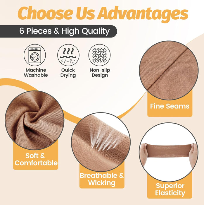 Headbands for Women - 6 Pack Wide Elastic Hair Bands | Stretchy Sweatbands Hair Bands | Soft Sports Thin Head Bands | No