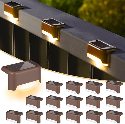 Solar Deck Lights Outdoor 16 Pack,Step Light Waterproof,Warm White