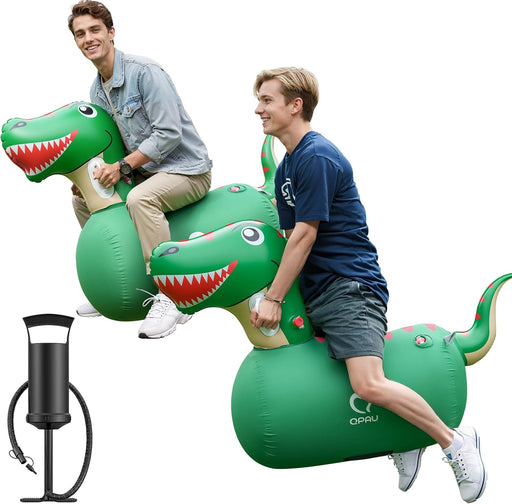 Inflatable Dinosaur Bouncy Hopper Toy, 2 Pack with Hand Pump