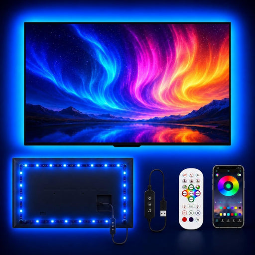 LED Lights for TV, 16.4ft TV LED Backlight for 45-75 Inch TVs, Strip Lights with Music Sync, Bluetooth APP and Remote Co
