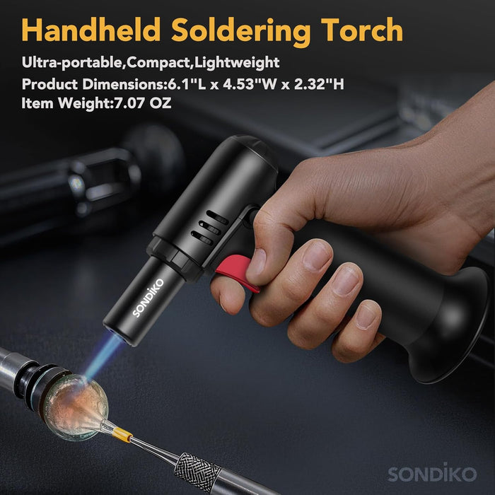 Butane Torch, Refillable Soldering Torch with Visible Fuel Window