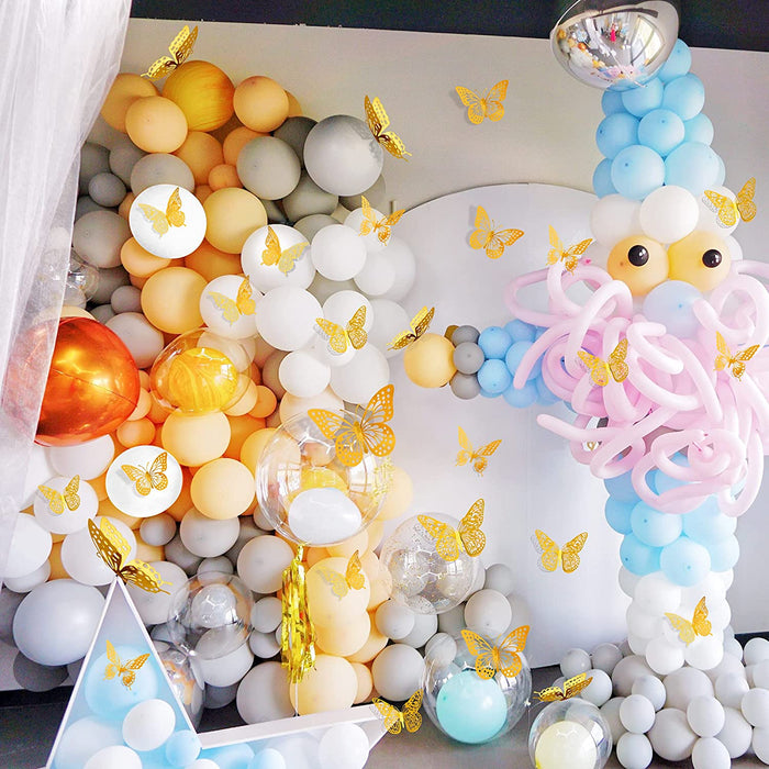 3D Butterfly Wall Decor 48 Pcs Gold Butterfly Birthday Decorations