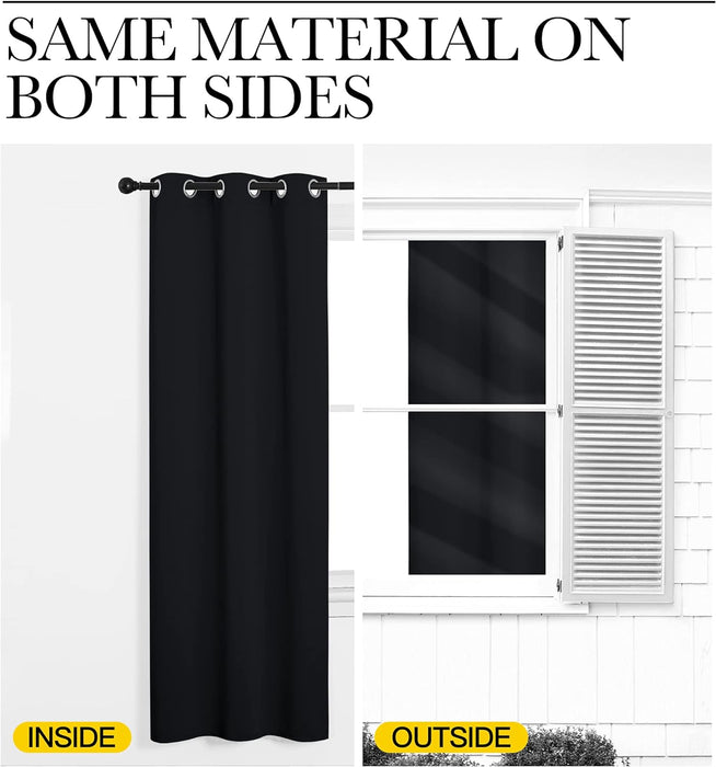 Black Blackout Curtains for Bedroom 42" Wide x 63" Long 2 Panels