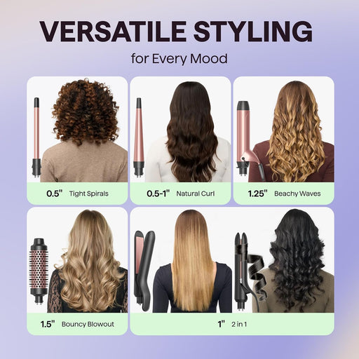 5 in 1 Curling Iron with Thermal Brush,Flat Iron,Versatile Styling