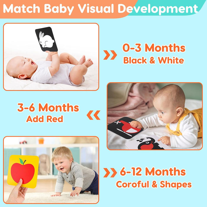 Black and White Baby Toys Tummy Time Mirror High Contrast Book Flash Card