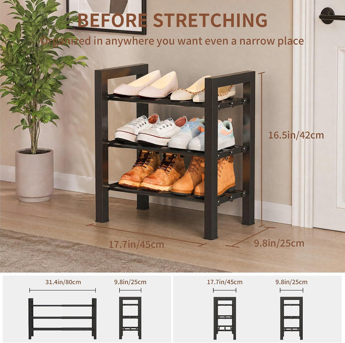 Expandable Shoe Rack, Heavy Duty Metal Shoe Organizer for Closet