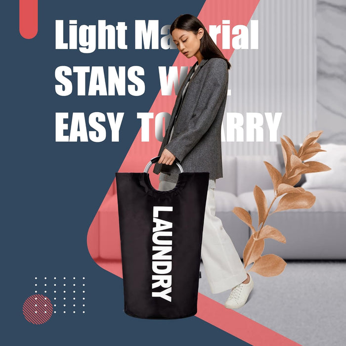 Tall Laundry Basket 90L, Large Hamper, Freestanding Laundry Bag