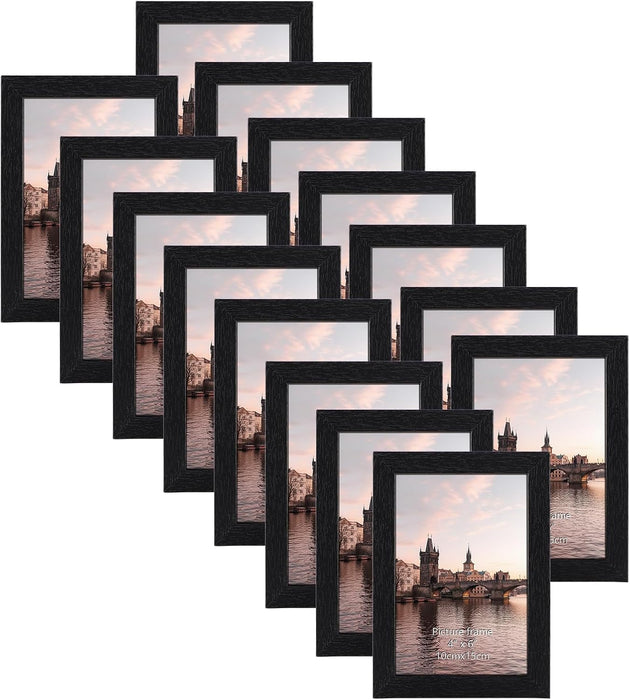 4x6 Picture Frame Set of 15, Black Picture Frames for 4 by 6 Photo