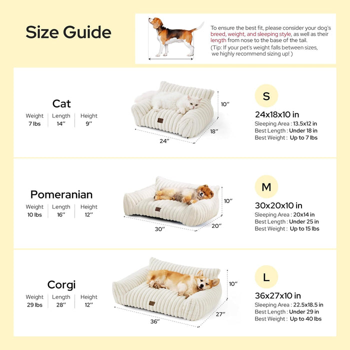 ComfyFleece® Shown on TV Fluffy Cute Cat Couch for Pets,24in Cream