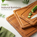 Deep-Carbonized Bamboo Cutting Boards for Kitchen with Wood Storage Stand, Reversible Charcuterie & Chopping Boards with
