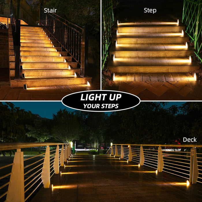 Solar Step Lights,6 Pack Warm White Solar Stair Lights Outdoor Waterproof IP67 Auto On Off,Solar Lights for Steps,Stair,Patio,Yard,Porch,Front Door,Sidewalk,Deck Decor