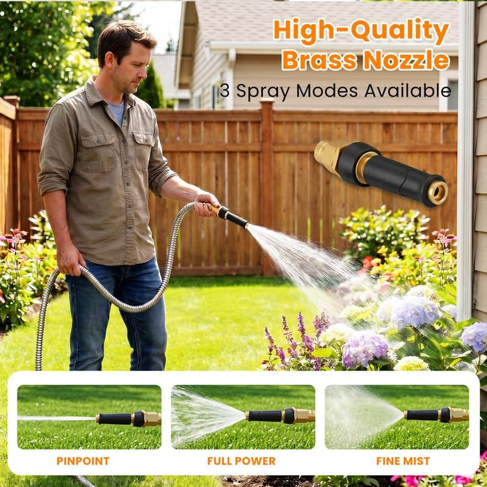 100 FT Garden Hose Expandable, 304 Stainless Steel Water Hose