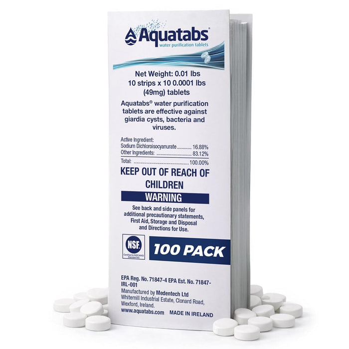 49mg Water Purification Tablets, 100 Pack, Hiking & Camping