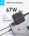 Travel Power Strip,  Nano 67W Max 6-in-1 USB C Charger, 2 USB C