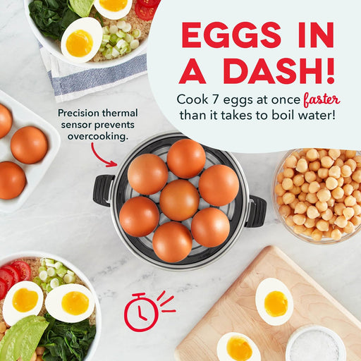 Rapid Egg Cooker, 7 Eggs, Hard Boiled, Poached & Omelettes, Black