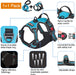 No Pull Dog Harness Adjustable Reflective Oxford Easy Control Medium Large Dog Harness with A Free Heavy Duty 5ft Dog Leash, Blue, L
