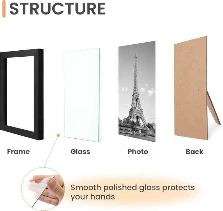 Certificate Frame, 8.5 by 11 Glass Diploma Frames, 5 Pack, Black