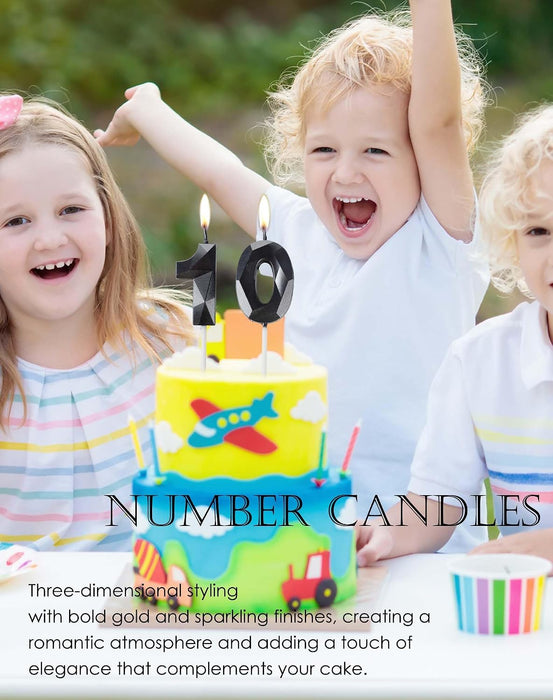 Number 12 Candles,12th Birthday Candles,Black Happy Birthday Candle for Cake,3D Design Cake Topper Decorations for Boy M