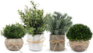 4 Pack Small Fake Plants in White Pulp Pot for Home Decor