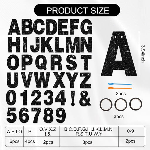 Glitter Black 116 PCS A-Z DIY Letter Custom Banner Party Decor