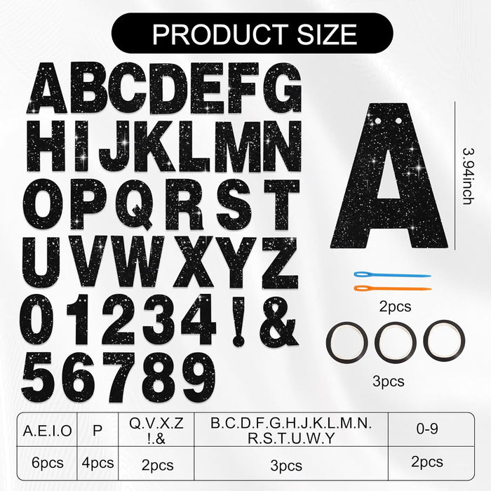 Glitter Black 116 PCS A-Z DIY Letter Custom Banner Party Decor
