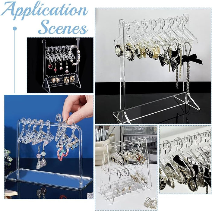 30pcs Clothes Hanger Clear Earring Holder Mini Hanger Rack Jewelry Display Dangle Earring Hanging Organizer Acrylic Ear Studs Display Rack for Retail Show Personal Exhibition(Only Hanger)