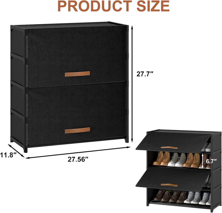 5 Tier Shoe Cabinet with Door, 20-Pair Storage, Black