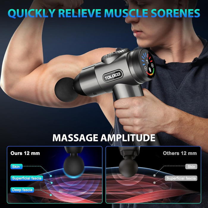 Massage Gun, Deep Tissue Back Massage for Athletes for Pain Relief, Percussion Massager with 10 Massages Heads & Silent 