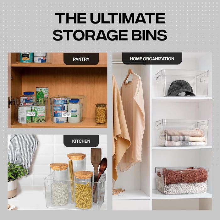 Clear Plastic Storage Bins – Pantry Organizers & Storage Containers, Cabinet Organizer - Home Organization Must Haves fo