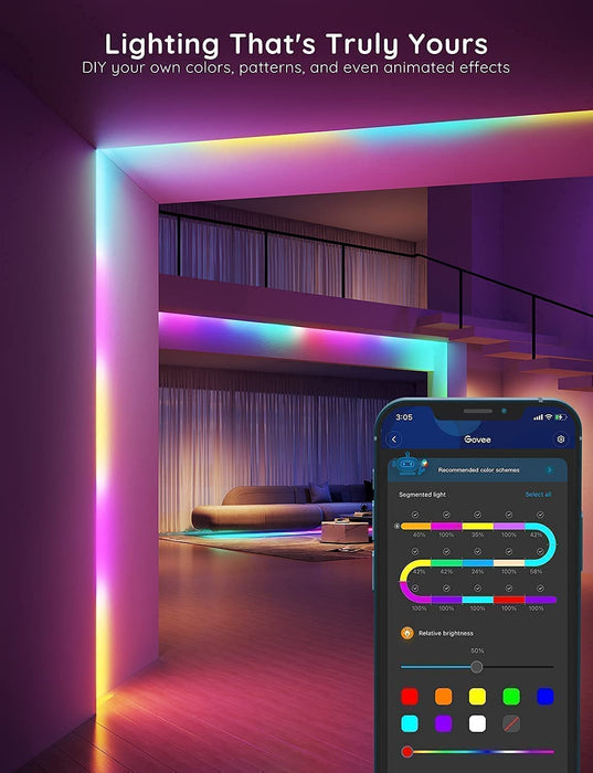 Govee 100ft RGBIC LED Strip Lights, Work with Alexa and Google Assistant