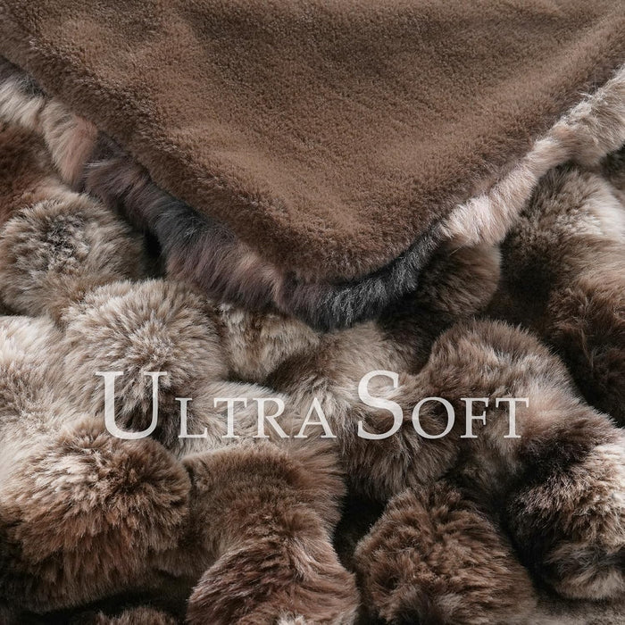 Fluffy Faux Fur Throw Blanket for Couch, Soft Plush Thick Cozy Fuzzy Luxury Minky Bubble Blanket for Home Living Room Decor Gift for Women, Tie-dye Coffee, 50" x 60", 1100GSM