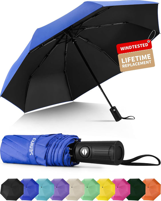 Windproof Travel Umbrella, Automatic Umbrellas for Rain, Portable & Compact Umbrellas for Backpack, Strong UV for Protec