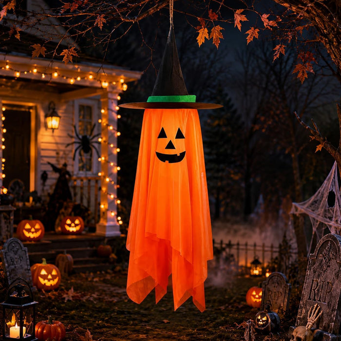 Halloween Decorations Ghost Hanging Ornaments: 39.4 Inch Decor (Orange)