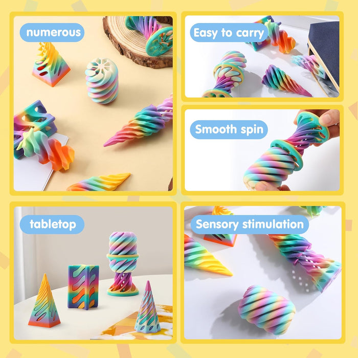4 Pack Impossible Cone Fidget Toys, Pastel Color 3D Printed Spiral Cone, Kids Travel Toys for Anxiety Stress Relief, Birthday Gifts, Classroom Prizes, Party Favors for Kids & Adults