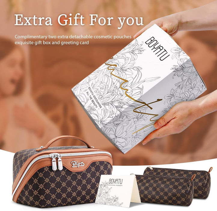 Travel Makeup Bag Cosmetic Bags for Women: 3-Piece Make up Bag Set