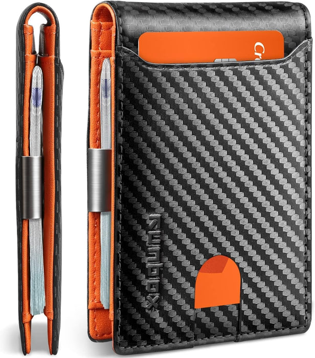Slim Wallet for Men - RFID Blocking Leather Bifold with Money Clip