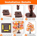 1 Pack 24 Inch Fall Maple Tree with 48LED Battery Operated Lighted Tabletop Artificial Tree with Pumpkin Acorn Maple Fal