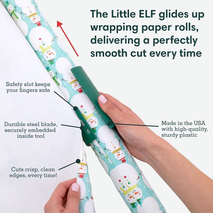 Wrapping Paper Cutter (2-Pack) | As seen on Shark Tank | Made in USA | Green | Holiday Gift Wrap Paper Roll Holder and Cutter