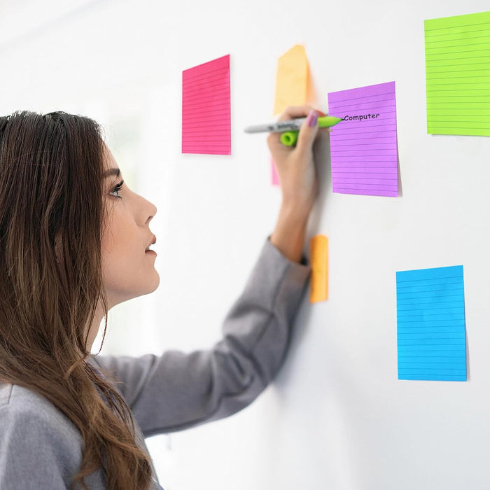 9 Pads Lined Sticky Notes 4x6 in, Bright Large Notepads with Lines