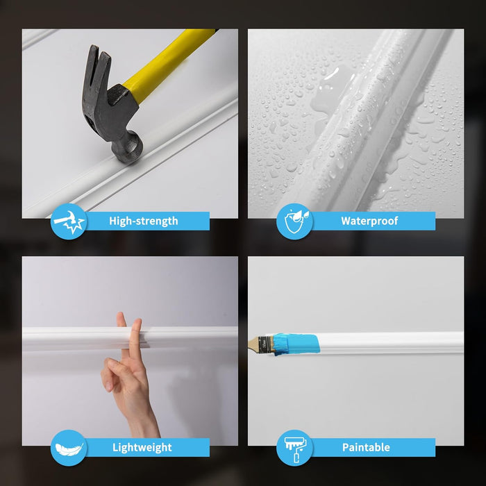 Pre-Cut Wall Molding Set, Ready-to-Assemble Panels, 3 Top 3 Bottom