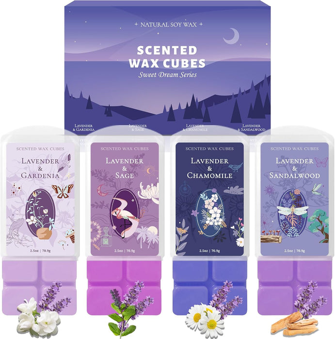 Wax Melts, Fall Scented Soy Wax Cubes, Lavender Scent for Sleep